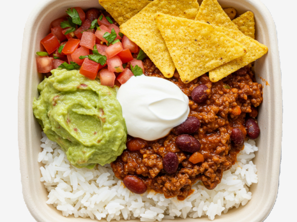 Beef Chilli Con Carne, Guacamole, Sour Cream, Tortilla Chips