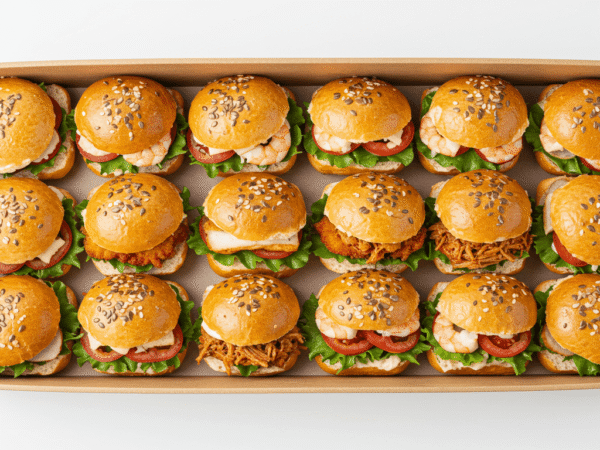 Cold Sliders, Schnitzel, Pulled Pork, Prawn