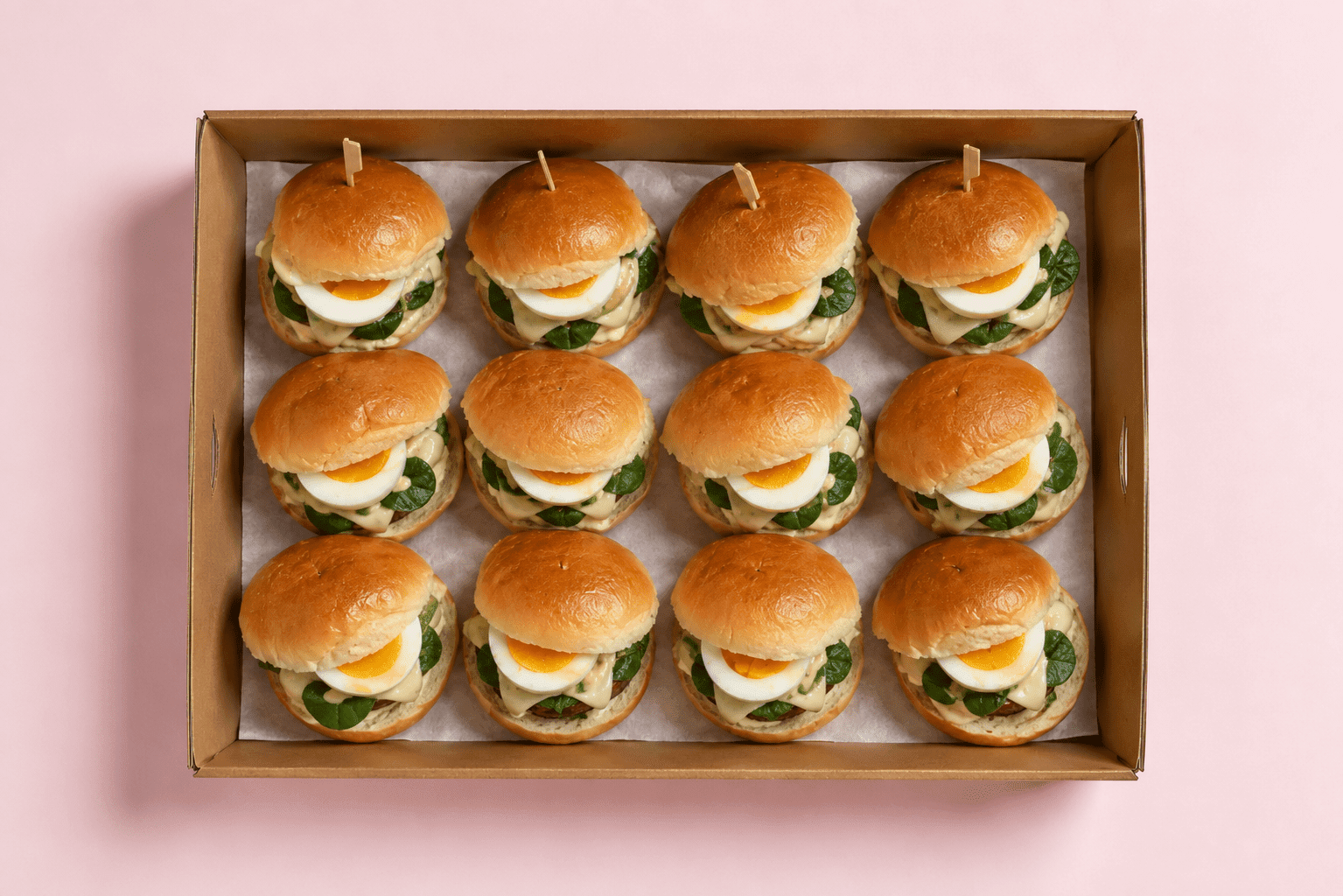 Dukkha Soft Boiled Egg, Spinach, Semi Dried Tomatoes Hummus Slider